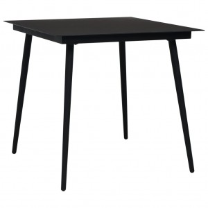 Mesa de comedor de jardín acero y vidrio negra 80x80x74 cm D