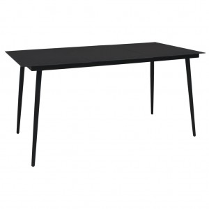 Mesa de comedor de jardín acero y vidrio negra 150x80x74 cm D