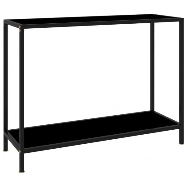 Mesa de consola negro vidrio templado 100x35x75 cm D