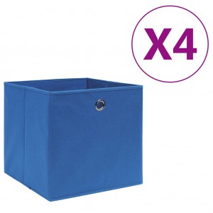 Cajas de almacenaje 4 uds tela no tejida azul 28x28x28 cm D