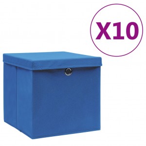 Cajas de almacenaje con tapas 10 uds azul 28x28x28 cm D