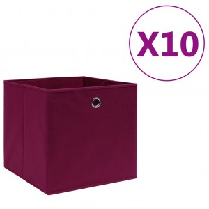 Cajas almacenaje 10 uds tela no tejida rojo oscuro 28x28x28 cm D
