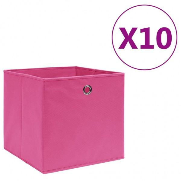 Caixas de armazenamento de 10 t de tecido não tecido rosa 28 x 28 x 28 cm D