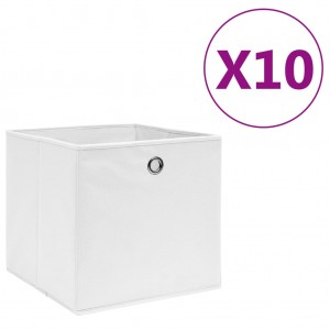 Caixas de armazenamento 10 x tecido não tecido branco 28 x 28 x 28 cm D