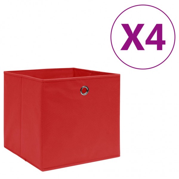 Cajas de almacenaje 4 uds tela no tejida rojo 28x28x28 cm D