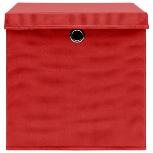 Caixas de armazenagem com tampas vermelhas de 28 x 28 x 28 cm D