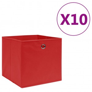Cajas de almacenaje 10 uds tela no tejida rojo 28x28x28 cm D