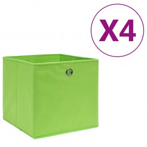 Cajas de almacenaje 4 uds tela no tejida verde 28x28x28 cm D