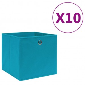 Caixas de armazenamento 10 uits tecido não tecido azul bebé 28x28x28 cm D