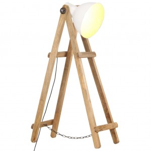 Lámpara de pie madera maciza de mango blanca E27 D