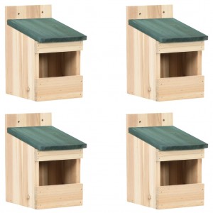 Casa para pájaros 4 unidades madera de abeto 12x16x20 cm D