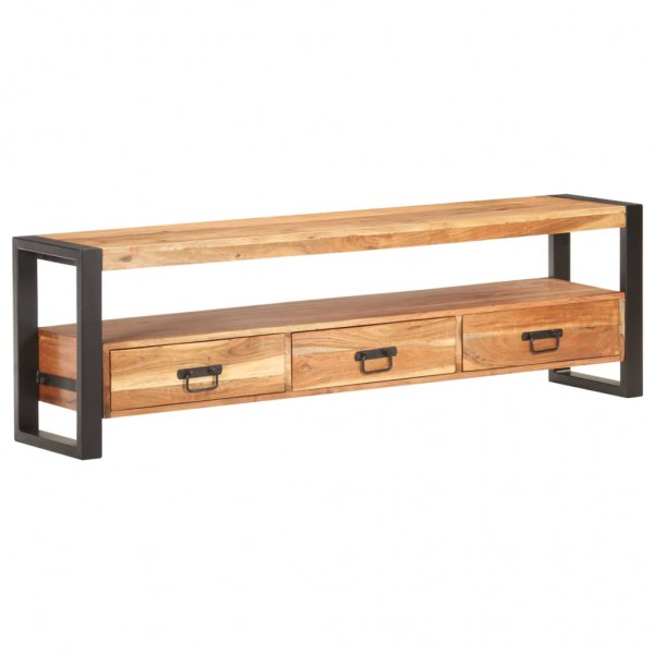 Mueble para TV de madera maciza de acacia 150x30x45 cm D