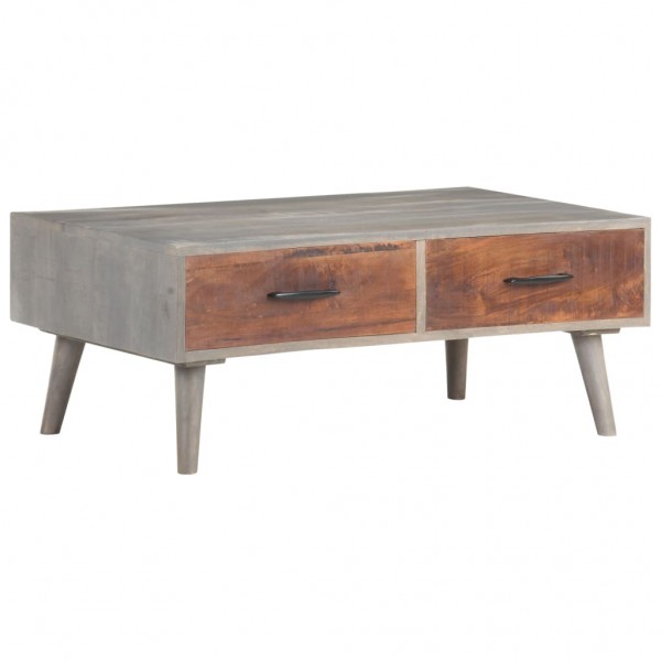 Mesa de centro madeira maciça de mangue grosso cinza 100x60x40 cm D