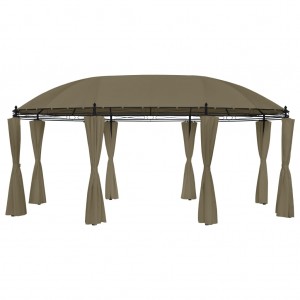 Cenador con cortinas gris taupe 180g/m² 520x349x255 cm D