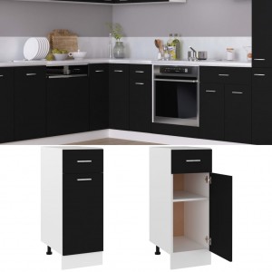 Armario inferior cajón cocina contrachapada negro 30x46x81.5cm D