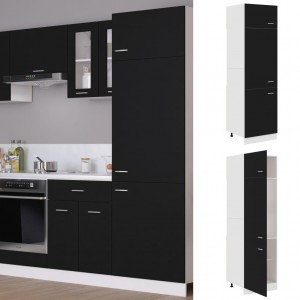 Armário de frigorífico madeira de contraplacado preto 60x57x207 cm D