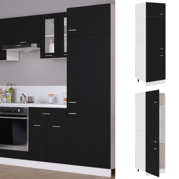 Armario de frigorífico madera contrachapada negro 60x57x207 cm D