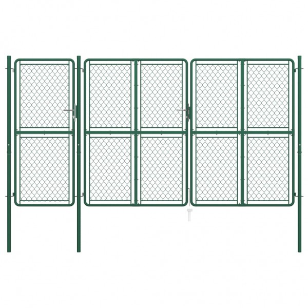Puerta de valla de jardín acero verde 200x395 cm D