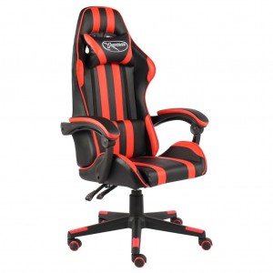 Silla gaming de cuero sintético negro y rojo D