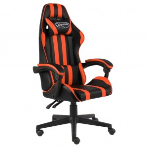 Silla gaming de cuero sintético negro y naranja D