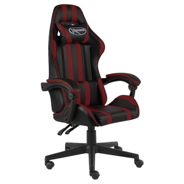 Cadeira gamer em couro sintético preto e vermelho D