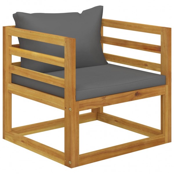 Cadeira de jardim com almofadas cinza escuro madeira maciça acacia D