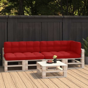 Acessórios para sofá de paletes 5 unidades de tecido vermelho D