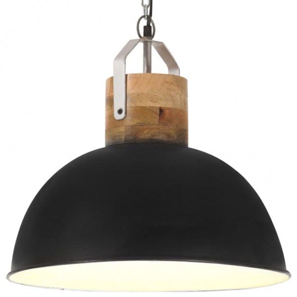 Lámpara colgante industrial redonda mango negra 42 cm E27 Lámpara colgante industrial redonda mango negra 42 cm E27 D