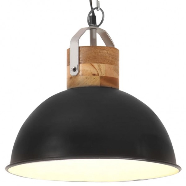 Lámpara colgante industrial redonda mango negra 32 cm E27 D