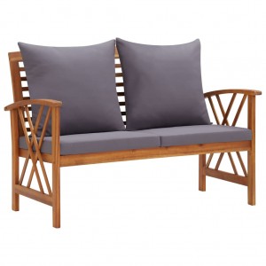 Banco de jardín con cojines 119 cm madera maciza de acacia D