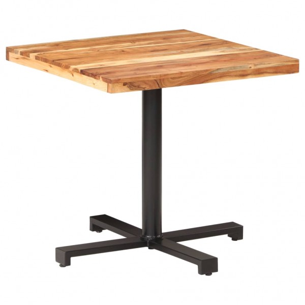 Mesa de jantar quadrada de madeira maciça de acácia 80x80x75 cm D
