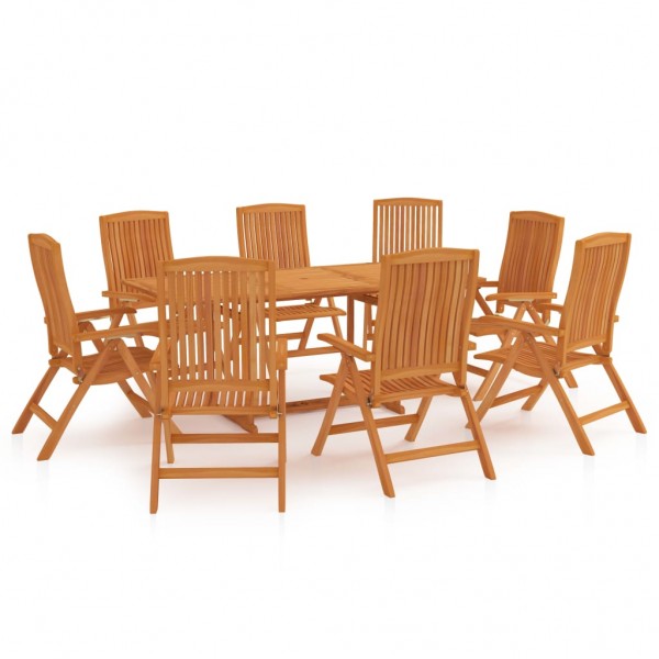 Conjunto de comedor de jardín 9 piezas madera maciza de teca Conjunto de comedor de jardín 9 piezas madera maciza de teca D