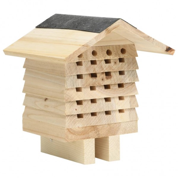 Hotel para abejas de madera maciza de abeto 22x20x20 cm D