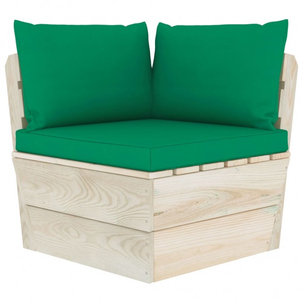 Cojines para sofá de palés 3 unidades tela verde D