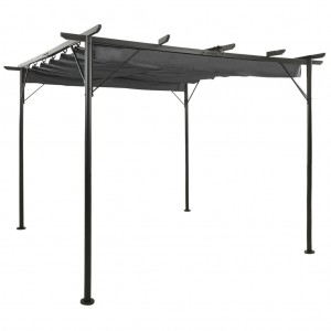 Pérgola con tejado retráctil acero gris antracita 3x3m 180 g/m² D