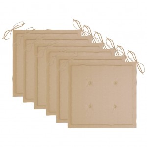 Cojines de silla de jardín 6 uds tela Oxford beige 50x50x3 cm D