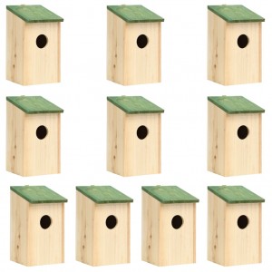 Casa para pássaros 10 unidades madeira maciça de abeto 12x12x22cm D