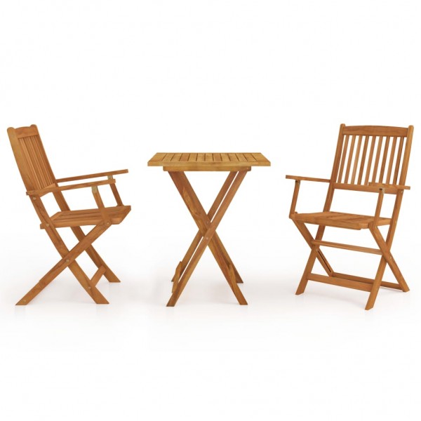 Mesa de jantar dobrável para jardim, 3 peças em madeira maciça de acácia D