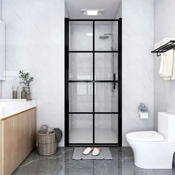 Puertas de ducha de vidrio templado negro 81x195 cm D