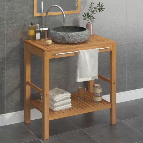 Mueble tocador madera teca maciza con lavabo de mármol negro D