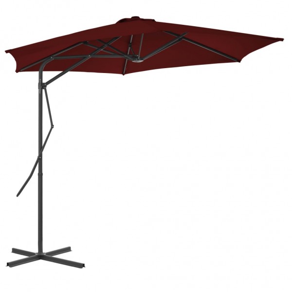 Guarda-chuva de jardim com pau de aço vermelho bordeaux 300x230cm D