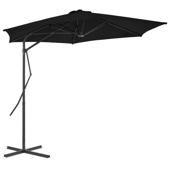 Guarda-chuva de jardim com pau de aço preto 300x230cm D
