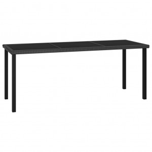 Mesa de jantar para jardim ratão preto sintético 180x70x73 cm D