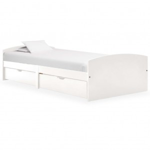 Estrutura da cama 2 caixotes madeira maciça pinho branco 90x200cm D