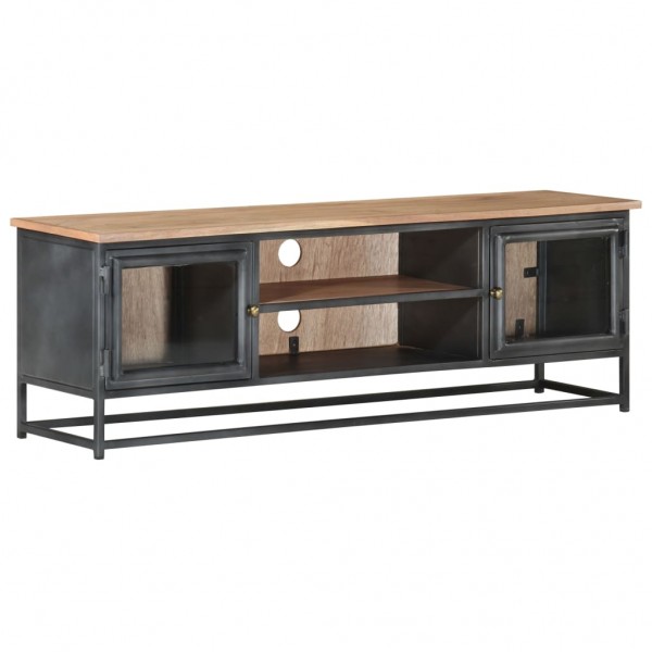 Mueble para TV madera maciza de acacia y acero gris 120x30x40cm D