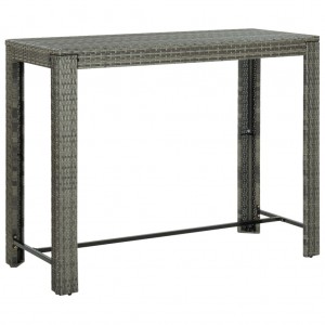 Mesa alta de jardín ratán sintético gris 140.5x60.5x110.5 cm D