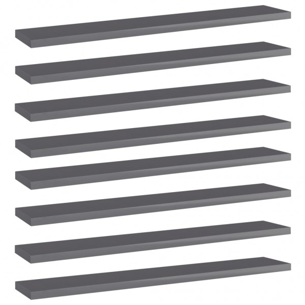 Estantes estantería 8 uds aglomerado gris brillo 60x10x1.5 cm D