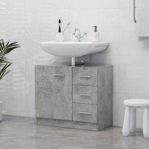 Armario para lavabo contrachapada gris hormigón 63x30x54 cm D