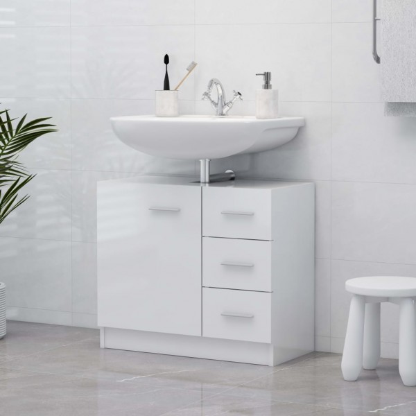 Armario para lavabo madera contrachapada blanco 63x30x54 cm D