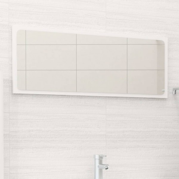 Espelho de casa de banho madeira contraplacada branco brilho 90x1.5x37 cm D